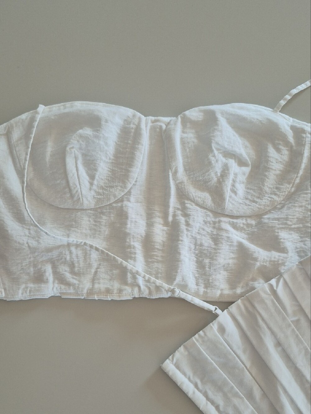Jonathan Simkhai Cotton Pleated White Bustier Crop Cami Top, Size 4 - Picture 11 of 16